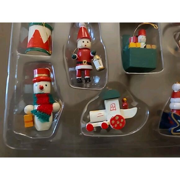 Vintage Joy Brite 24 Piece Mini Wood Christmas Ornaments Hand Painted - Picture 12 of 15